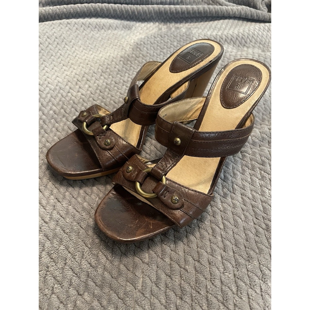 Frye Womens Gerry Heels - All Leather - Brown - Size 9